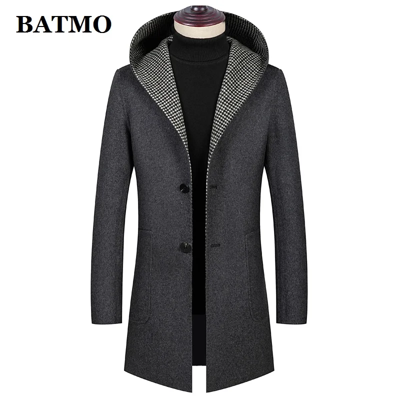 BATMO, Новое поступление, высокое качество, шерсть, плед, с капюшоном, Тренч для мужчин, двухсторонняя одежда, шерстяные куртки для мужчин, 1934
