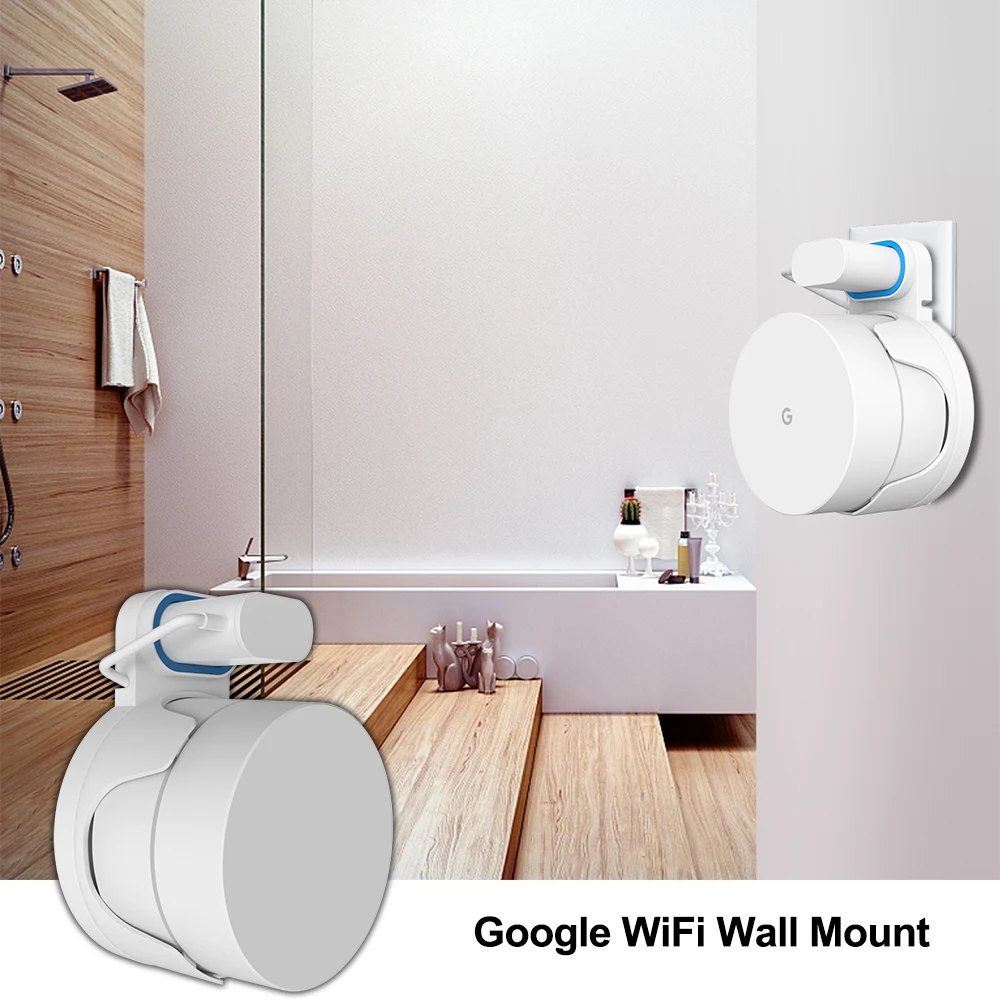 

White Wall Mount Bracket For Google Wifi with Cable Winder Safety and Easy Use In Home Everywhere Household WiFi Accessories
