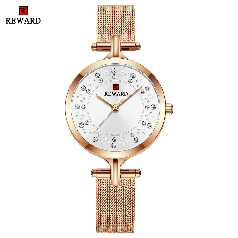 

REWARD New Design Women Rosegold Watches Japan Quartz Movement Luxury Ladies Diamonds Watch Stainless Steel Clock Dropshipping
