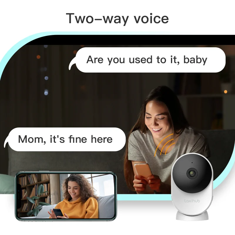 Laxihub 1080P Mini Câmera 2.4G Wifi vídeo interno de áudio bidirecional 355 ° câmera de visão noturna compatível com Alexa Google