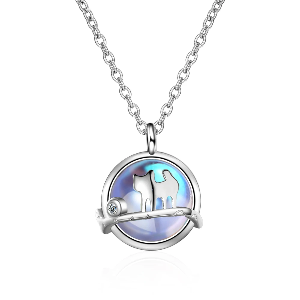 XUZOPIM 2 Pieces Cute Cat Pendant Necklace, Women Ring, Girl