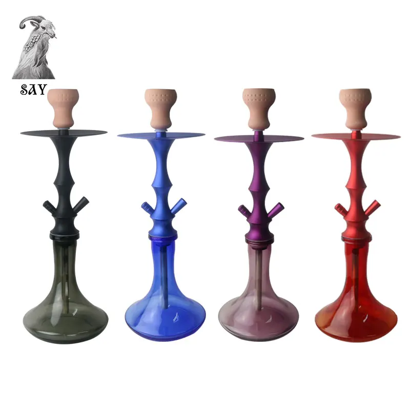 

SY 1Set Glass Shisha Set with Ceramic Hookah Bowl Silicone Hose Metal Charcoal Tongs Chicha Narguile Accessories