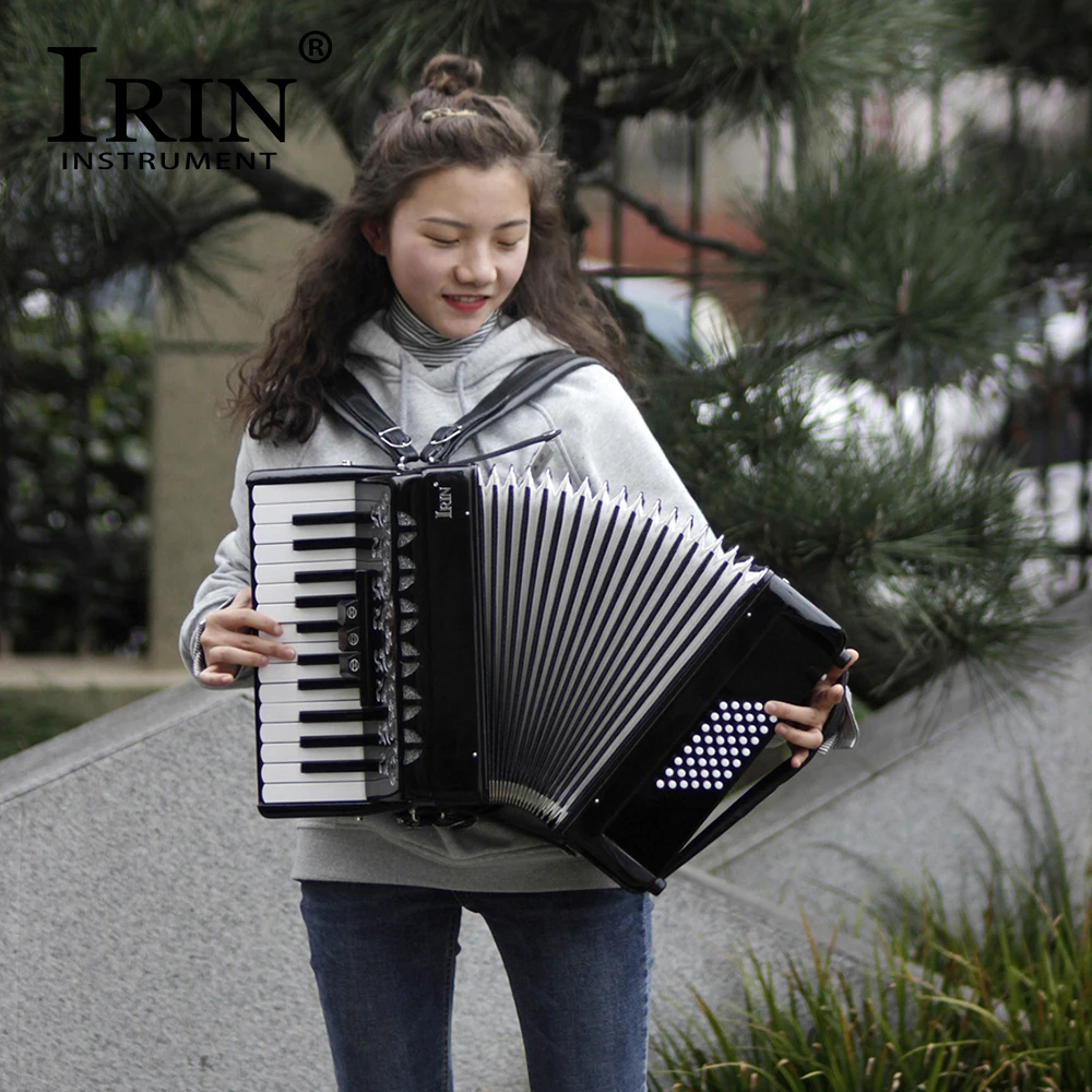 IRIN 26 Tasten 48 Bass Akkordeon Schwarz Tastatur Musikinstrument Rhythmus Band Akkordeon Kinder Anfänger Geschenk mit Tragetasche – Detail 7