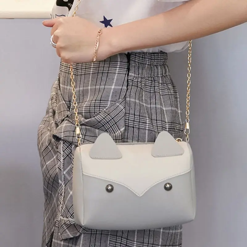 

Womens Girls Cute Cat Ears Cartoon Patterns Small PU Leather Handbag Cross Body Shoulder Bag F42A