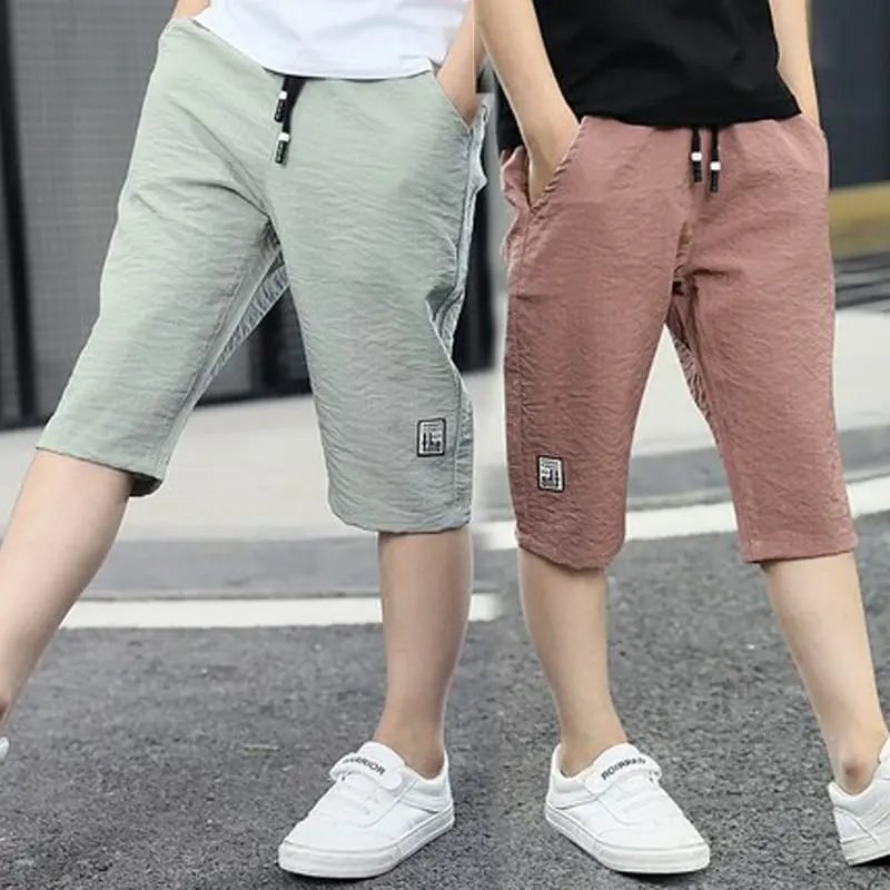Boys Pants Trousers Linen Summer Kids Children Baby Knee-Length Casual Cotton Straight