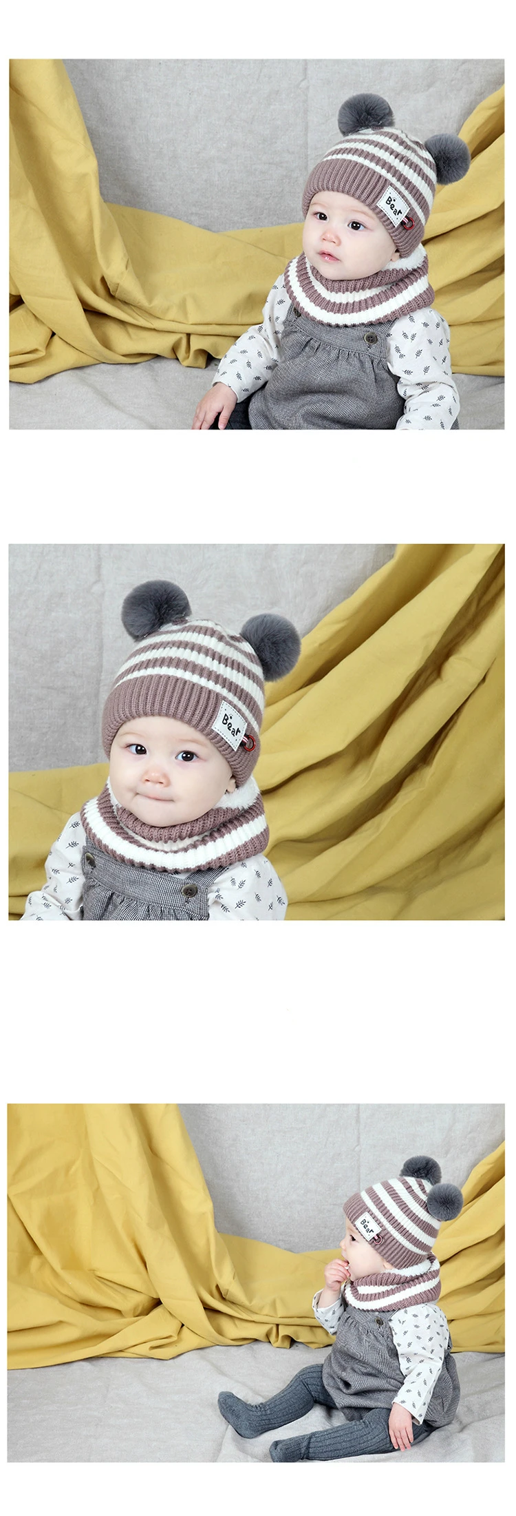 Maylisacc/теплые вязаные шапки для мальчиков от 1 до 2 лет, шарф, осенне-зимние вязаные шерстяные шапки для малышей, Детский комплект из шапки и