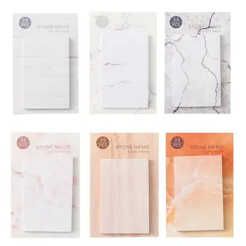 

6Pcs/Bag Portable Sticky Notes Memo With Marble Grain For Reminding Plan Schedule Office Writing Stationery