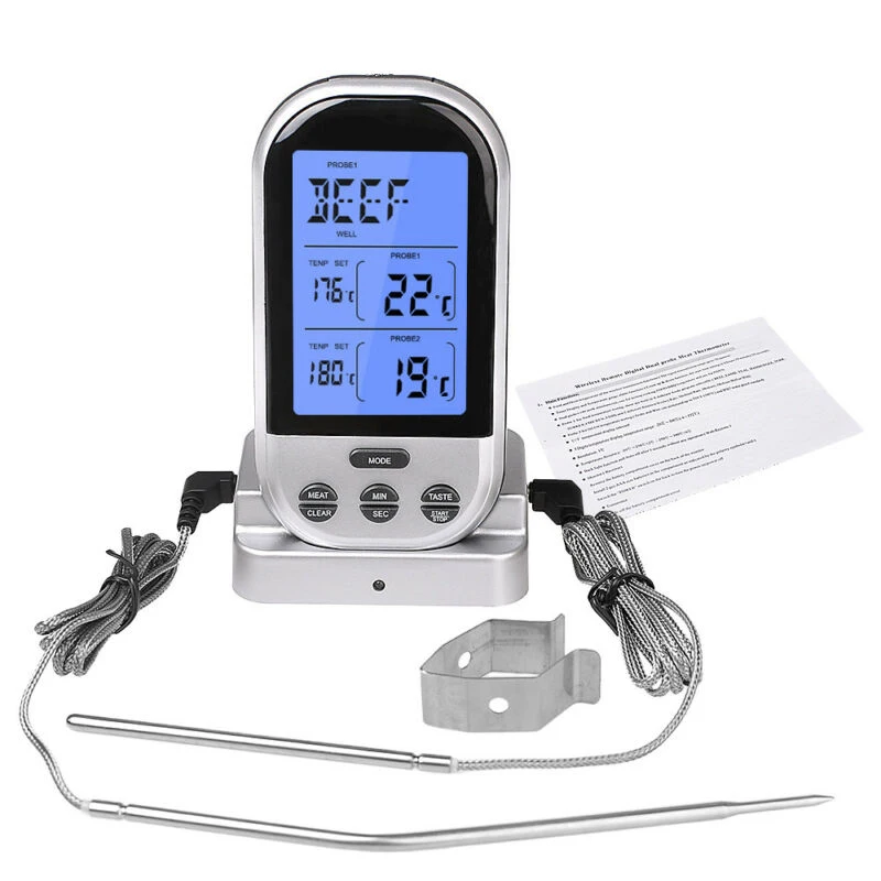 Digital Wireless Thermometer Alarm Function Cooking Food Meat Oven BBQ Measurement Kitchen Temperature Timer Digital Wireless Thermometer Alarm Function Cooking Food Meat Oven BBQ Measurement Kitchen Temperature Timer