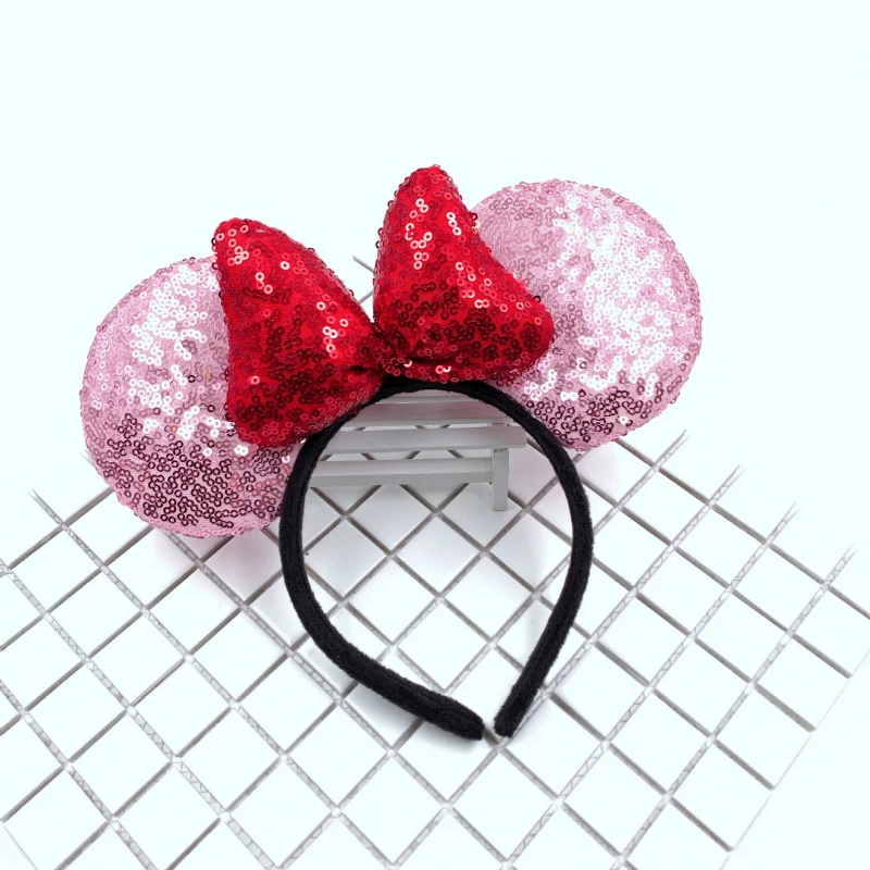 Минни Микки Блестящий Hairband Маус Уши Ободки Девушка Волосы Луки Аксессуары День