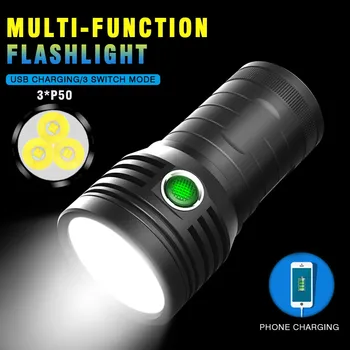 

best selling 2020 products 3*XHP50 LED Flashlight Tactial Flashlight USB Recharge Torch with 4800mAh home decoration accessories