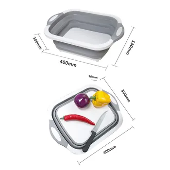 

Simple Multifunction Folding Cutting Board Drain Basket Vegetable Basin Waterproof Drain Basket Fruit Vegetable Sink Basin