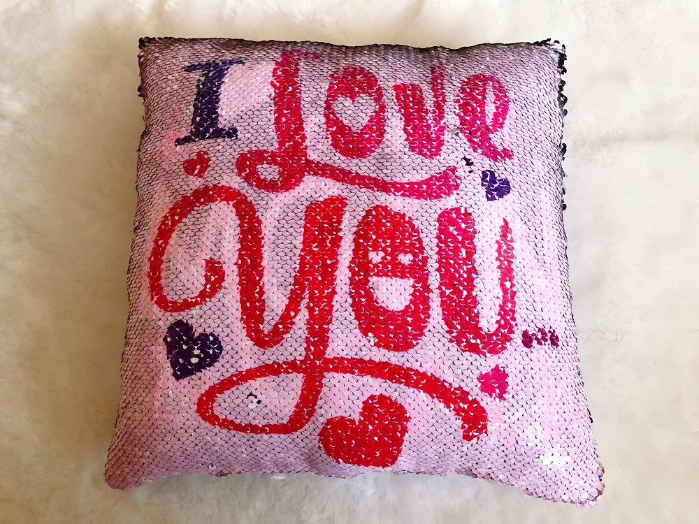 Флип блесток "I love you" подушка(не чехол) w/фарш 30 см игрушки Мягкий Бросок блеск мягкие животные диван подушка творческие подарки