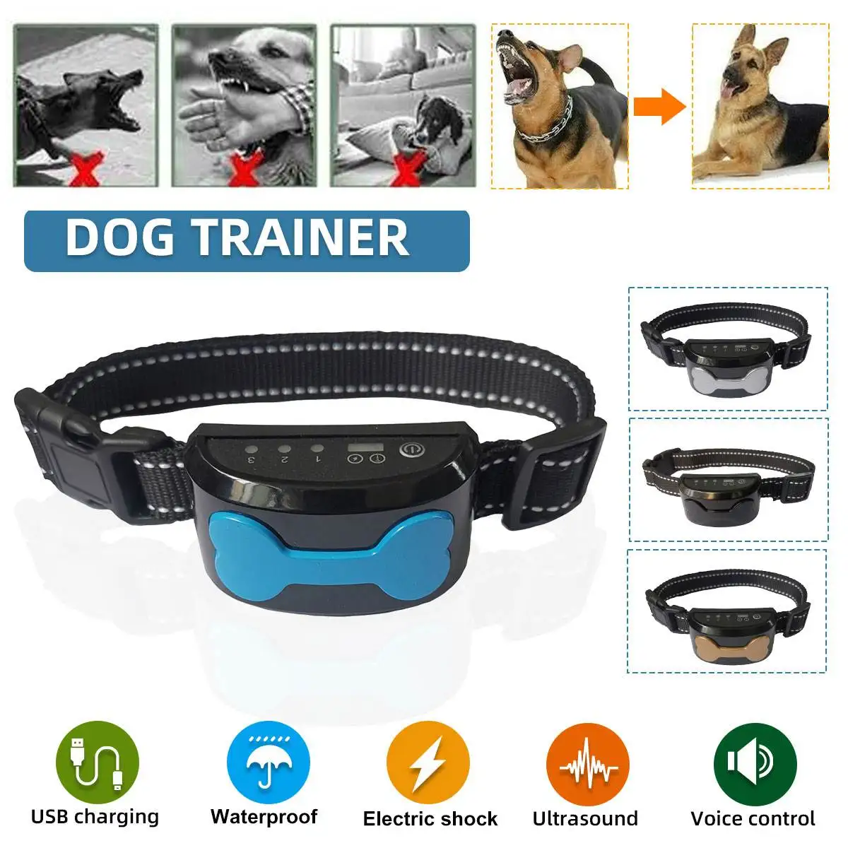 Bark Control Collar for Dog Collar Anti Bark Dog Training Rechargeable