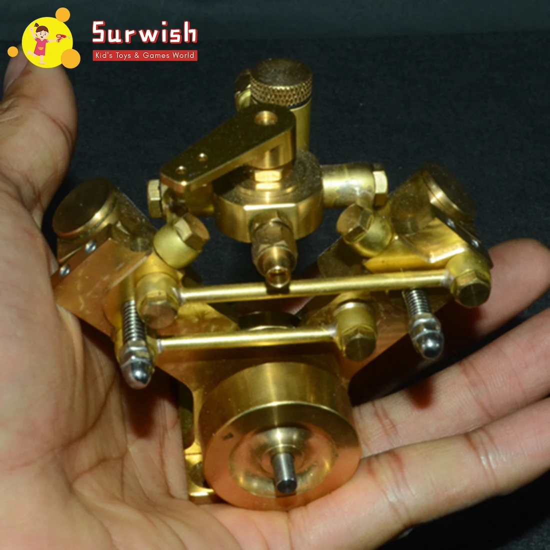 

8.5 X 8.2 X 7.4CM V-Shape Mini Pure Copper Steam Engine Model Without Boiler Creative Gift Set