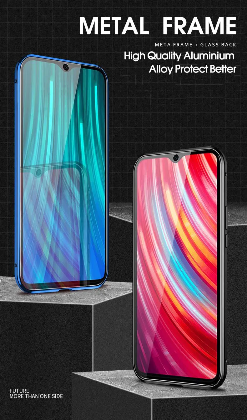 360 Đầy Đủ Từ Kim Loại Dạng Flip Case Cho Xiaomi Redmi Note 8 T Kính Cường Lực 2 Mặt Trường Hợp Cho Xiaomi Redmi note 8 T Note8 T Nắp Sau