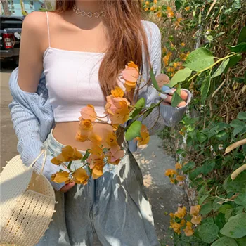 

new 2020 spring summer new women vest solid colors tank tops basic elastic bottom short (R98065)