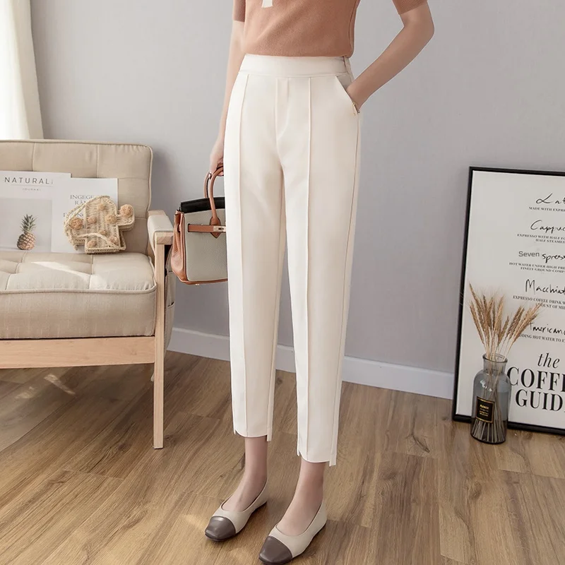 linen pants Autumn Winter Harem Pants Women High Waist Loose Formal Elegant Office Lady Korean Style Black Ankle-Length Studio Pants Woman fashion clothing Pants & Capris