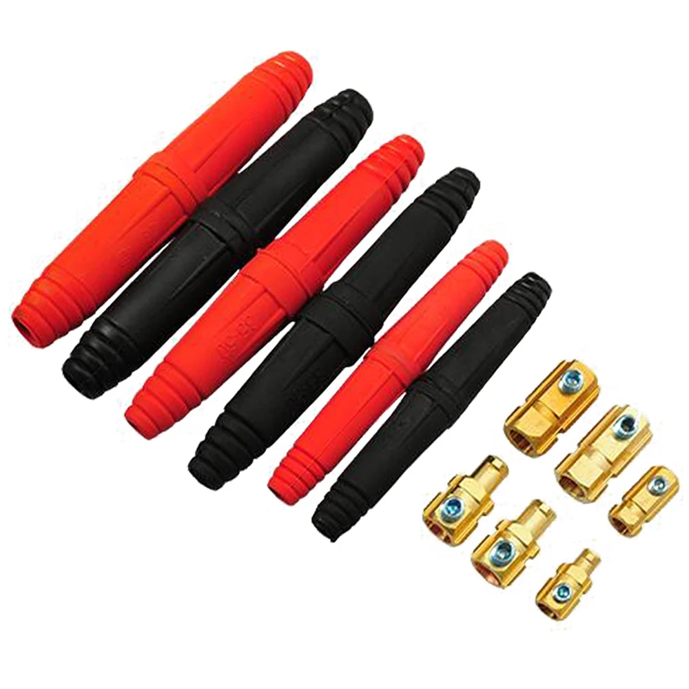 QAQGEAR For TIG Welding Cable Panel Connector Plug and Socket Set Joint Quick Fitting Dinse Style DKJ35-50 DKZ35-50 315amp Male-Female for Welder Machine Accessories (Black & Red 4Pack