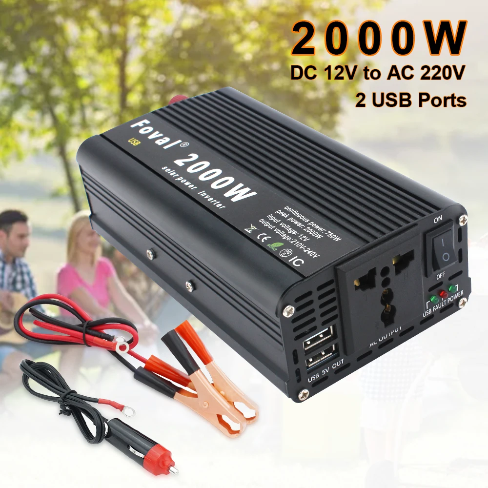 USB зарядка 2000 Вт DC 12 В в AC 220 В портативный автомобильный инвертор зарядное устройство конвертер адаптер DC 12 В AC 220 Модифицированная синусоида