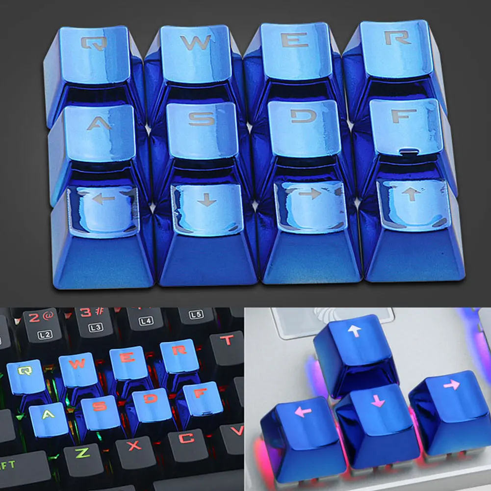 12pcs Mechanical Keyboard Backlit Removal Universal USB Keycap Gold Plated Low Profile Durable Game Replacement Waterproof