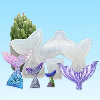 

4Pcs Marine Theme Beauty Fish Jelly Sugar Fondant Silicone Resin Molds Kit Fish Tail Mold DIY Jewelry Making Tools