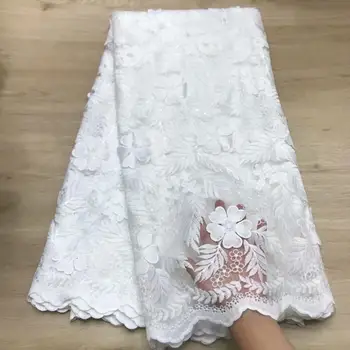 

white bridal lace fabric nigeria lace fabric robe de soiree 3d flower french net lace high quality sewing materials 5yard