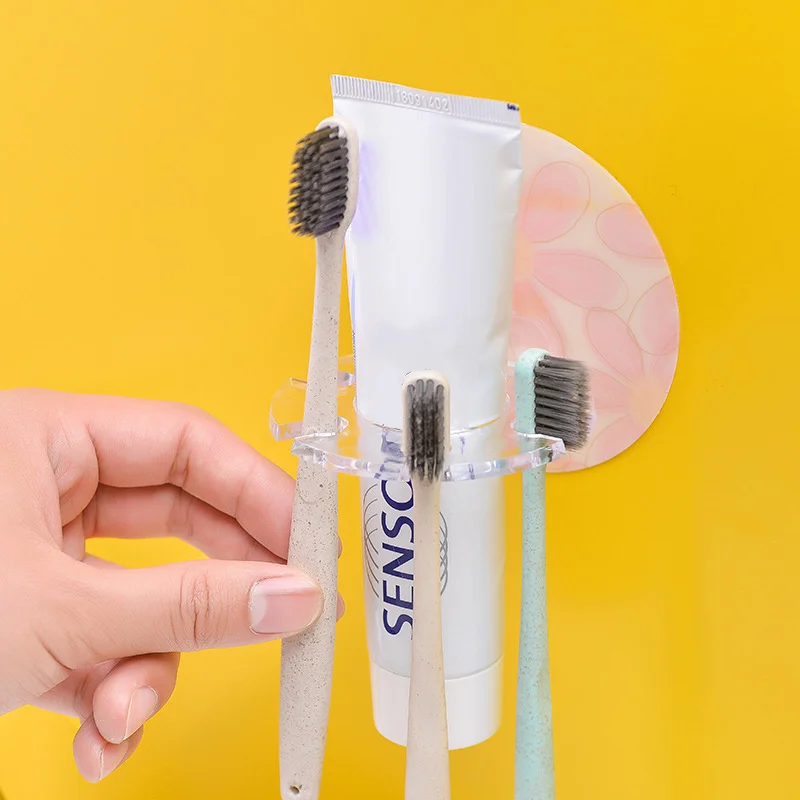 

1pc Disc Multi-card Slot Plastic Toothbrush Holder Toothpaste Storage Rack Shaver Tooth Brush Dispenser Bathroom Organizer