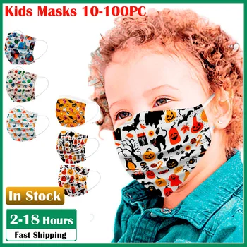 

Kids Disposable Mascarillas Face Mask mondmasker 50 pcs 3ply Non-woven maskelemek For Protection Breathable Cartoon Print mask