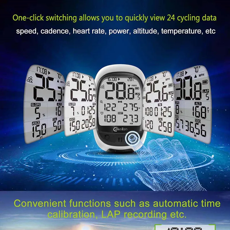 2,3 дюймов GPS для велосипеда компьютер беспроводной Спидометр Bluetooth ANT+ велосипедный одометр датчик частоты вращения пульсометр опционально