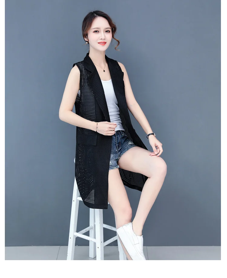 Moda coreana feminina, casaco Midi Gilet, colete