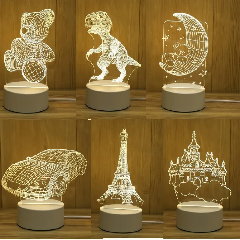 3d фигурка мультяшного изображения акриловая пробка Ночной светильник
