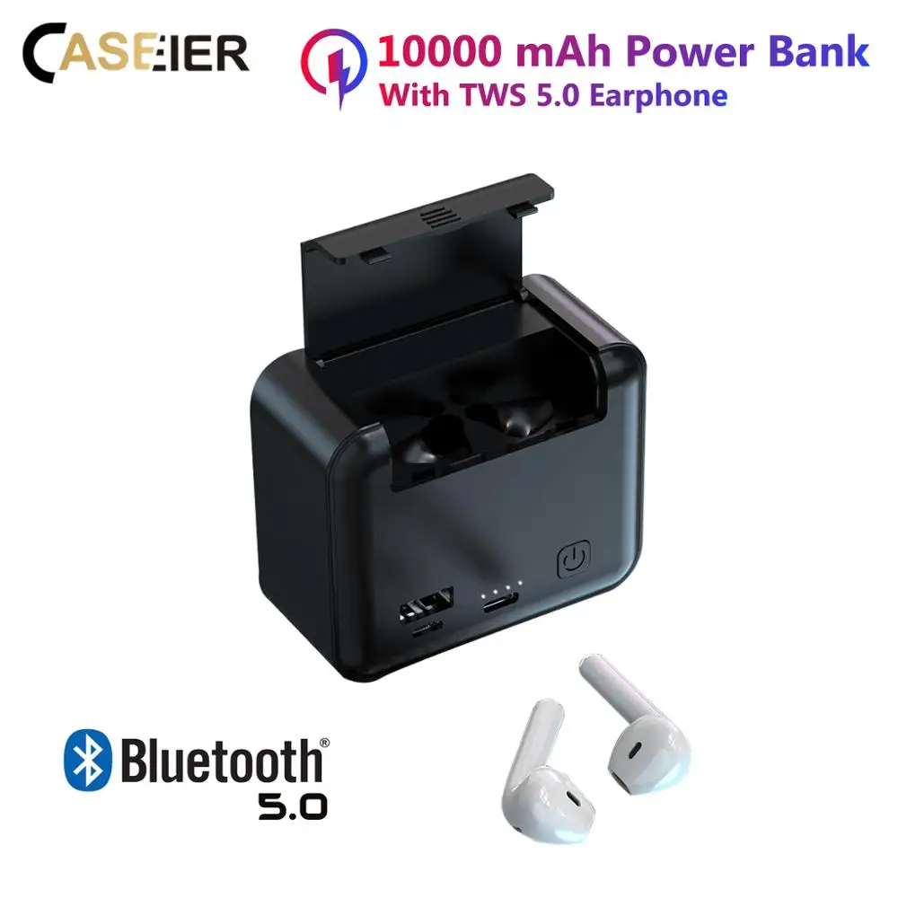 CASEIER наушники Power Bank 10000 мАч TWS 5 0 Bluetooth подставка Быстрая зарядка для iPhone Xiaomi