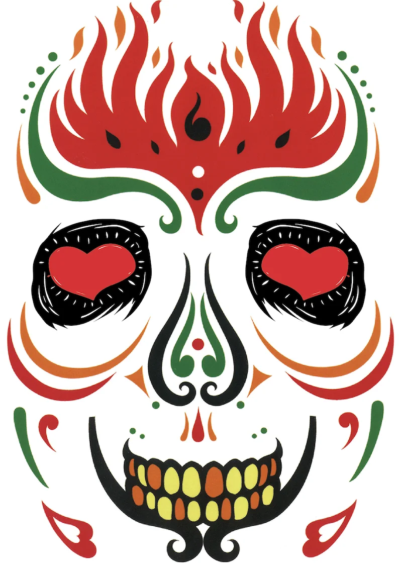 Mexica Day of the Dead Sugar Skull Face временная татуировка Хэллоуин Макияж наклейки для Хэллоуина Маскарад Вечерние - Цвет: 148x210mmSS 05