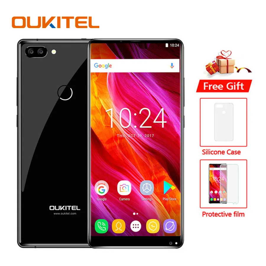 Черный Oukitel MIX 2 5.99" 4G Smart Phone 6GB+64GB 21MP 4080mAh Mobile Phone pk xiaomi mix 2 FREE GIFT: a glass film and a earphone - Цвет: Черный