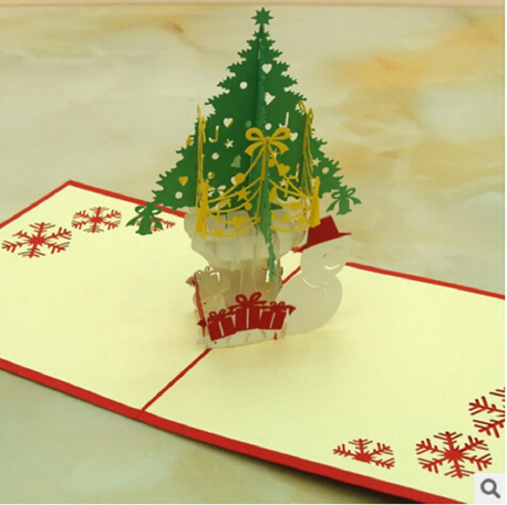 3D красное Новогоднее Pop Up Поздравительные открытки на Рождество, на свадьбу, день рождения, открытка Merry Christmas подарок на Рождество Приглашения карты - Цвет: K