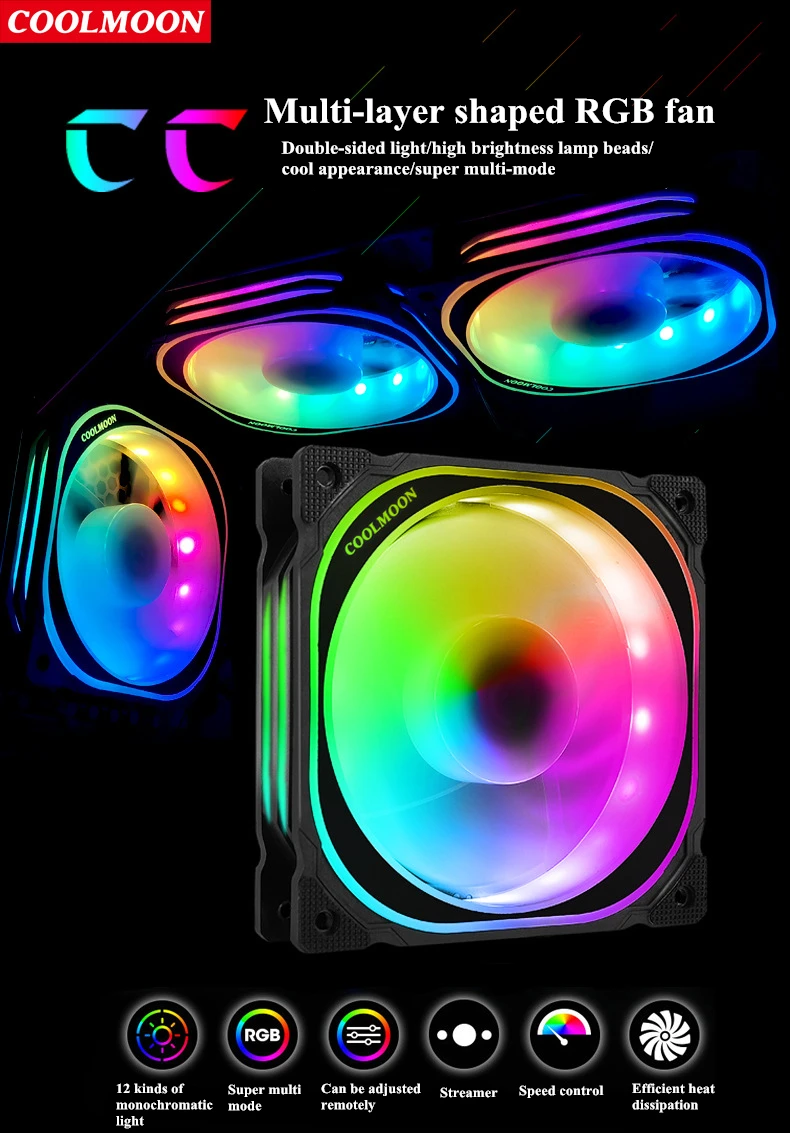 Fans & Coolings Music Control Support RGB Fan 12cm Chassis Case Dor