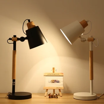 

Modern Wood Student Desk Table bed Lamp Bedroom Bedside Lamp Desk Read study Solid Wood Led Desk Lamp Deco Luminaria De Mesa