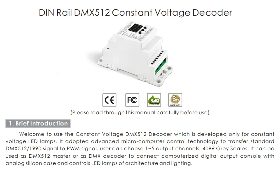 BC-834-DIN DC12-24V 4CH Каналы постоянного Напряжение DIN Rail светодиодный DMX512 1990 Декодер контроллер для светодиодный ленты лампы