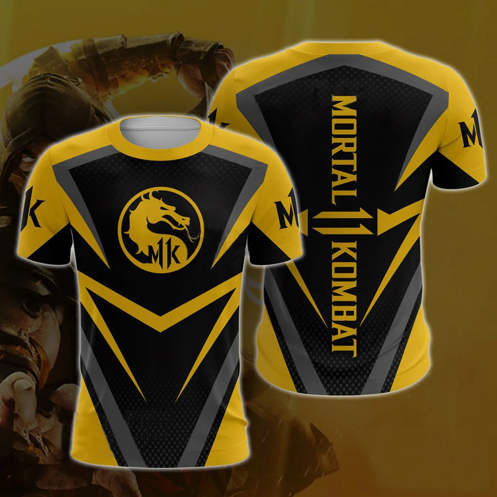 Mortal Kombat 11 3D T Shirt Scorpion Men Women Unisex Casual Short Sleeve Cosplay Men's Tee Shirts Halloween Costume | Мужская