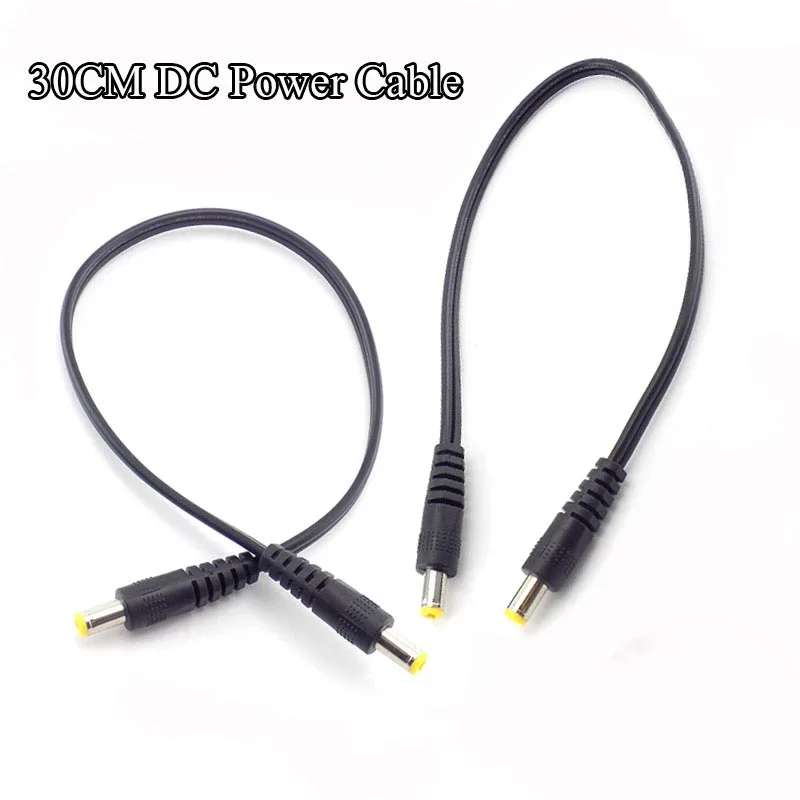 

30cm 5.5mm DC Male to Male Extension Cords Cable Power Adapter 5.5 x 2.1mm Plug AV Audio DVR RCA connector L19