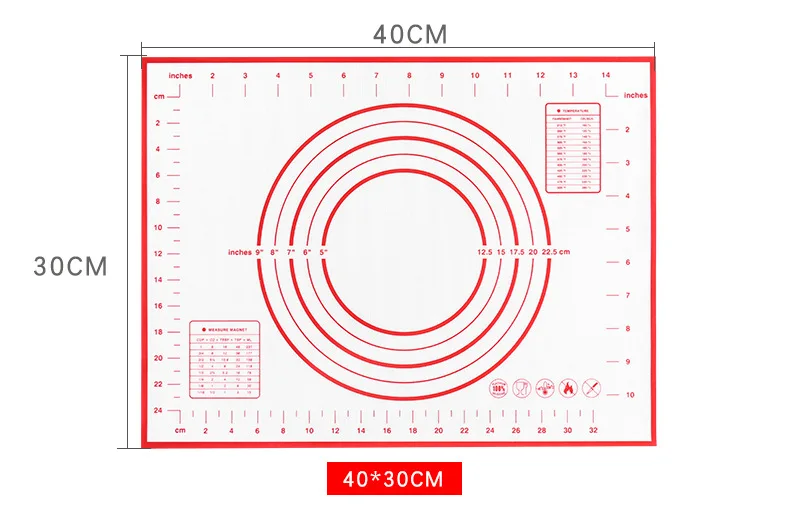 60*40 см пищевой силикон стекловолокно коврик для духовки коврик для выпечки с измерительным коврик для теста Противоскользящий коврик для выпечки