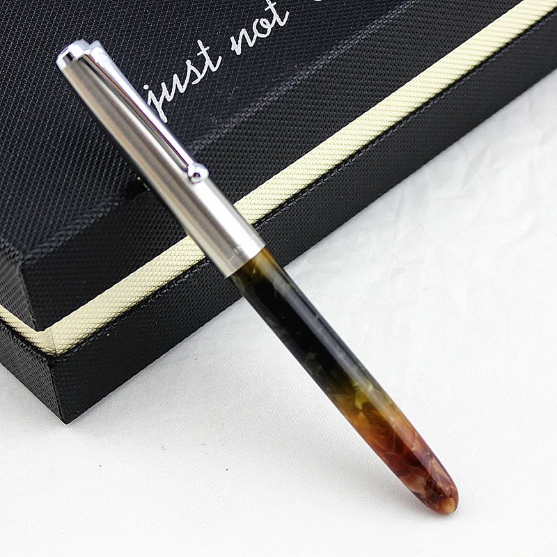 JINHAO 51A целлулоидная акриловая авторучка стальная крышка дополнительный тонкий наконечник 0,38 мм флуоресцентная зеленая подарочная коробка