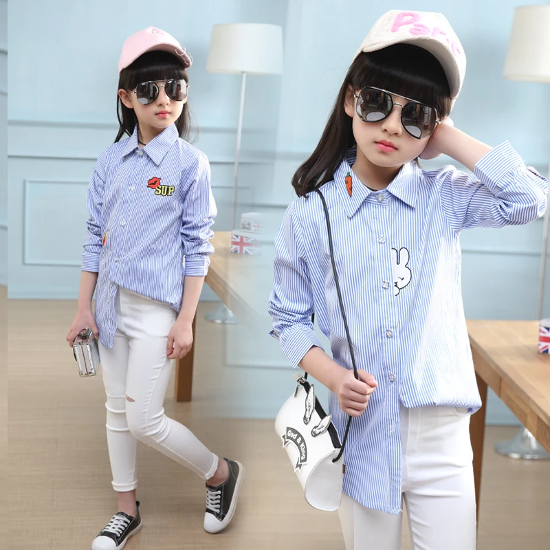 

2019 Kids Clothing Set for Spring Girl Long Sleeve shirt+ white pant 2pcs set for 6 7 8 9 12 15 year girls outfit DX03027