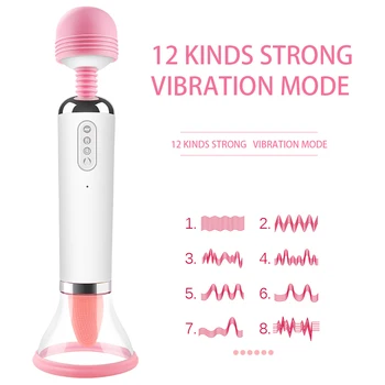Clitoris Sucker Heating Tongue Stimulator Licking Sucking Vibrators for Women Sex Toys 3 in 1 Power Magic Wand AV Masturbator 2
