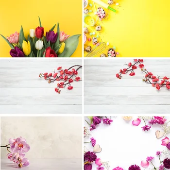 

Vinyl Custom Photography Backdrops Flower and wood planks Theme Photography Background 190117SK-015
