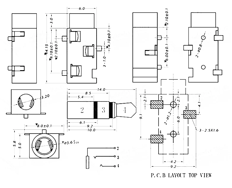 PJ320B 3,5 мм SMD SMT 3PIN Женский стерео аудио разъем для наушников Разъем для наушников двухканальный ПК позолоченный PJ-320B