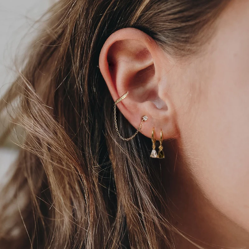 Vintage Hip Hop Chain Earrings For Women 925 Sterling Silver Ear Cuffs Hanging Earring Stud Earring Jewelry Wedding Party Aretes - Image 2