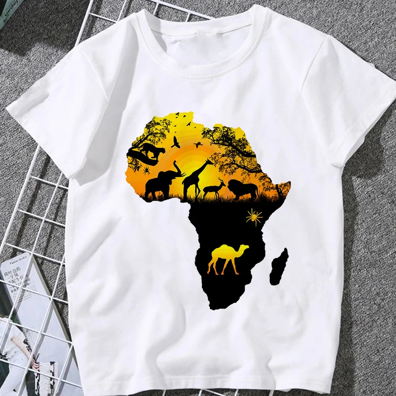 

Africa map print New Women's T-shirt O-Neck Short Sleeve Casual T Shirt Summer Harajuku Femme Fashion Clothing Female Tshirt top