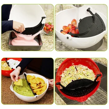 

Household Drain Basket Multifunctional Mixing Bowl With Spatula Plastic Salad Bowl Multi-Purpose Mixing Bowls Kitchen Accessorie