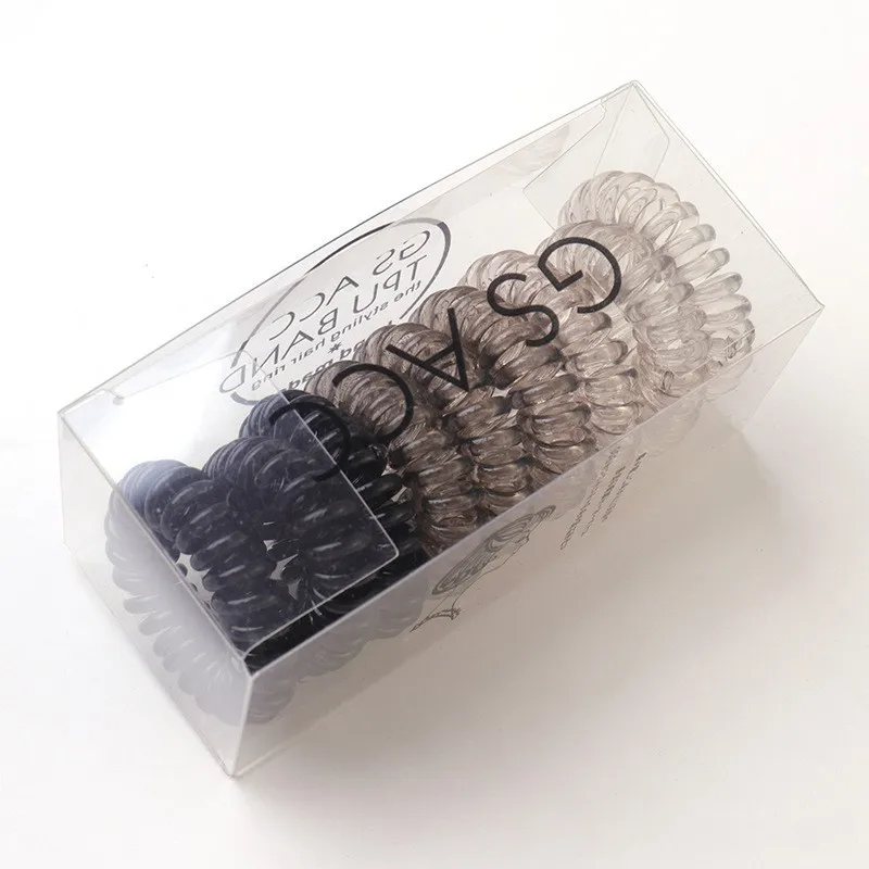 Спиральные Галстуки для волос прозрачные для женщин и девочек прозрачный телефонный шнур катушки эластичные ленты для волос не складывается веревка для волос кольцо инструмент для укладки